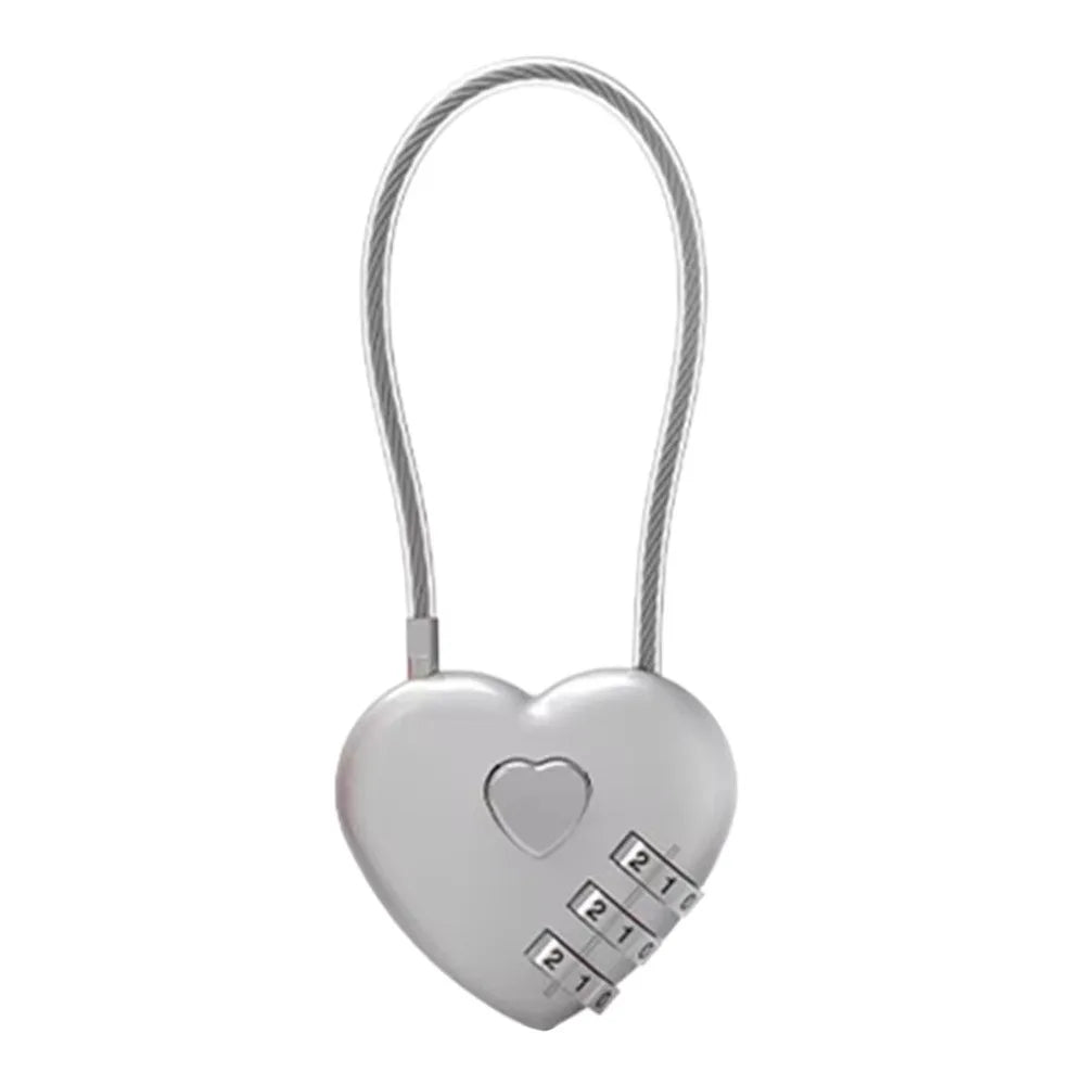 Valentine's Day Heart Style Love Password Lock 3 Digit Password Password Code Padlock Padlock Schoolbag Oasis Select grey