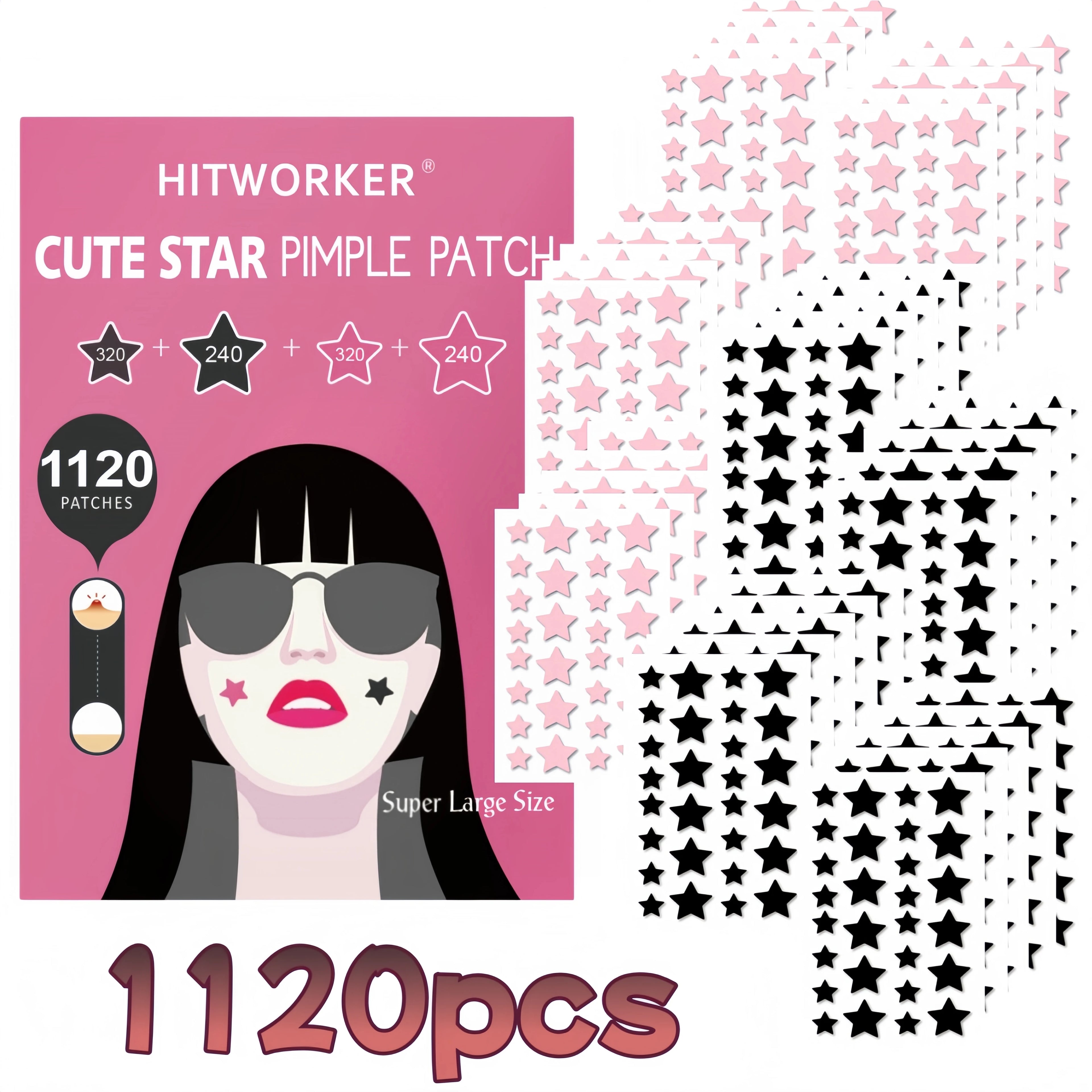 1120 star shaped acne patches per box, alcohol and fragrance free, gentle and effective for removing acne and blemishes Oasis Select 1120pcs