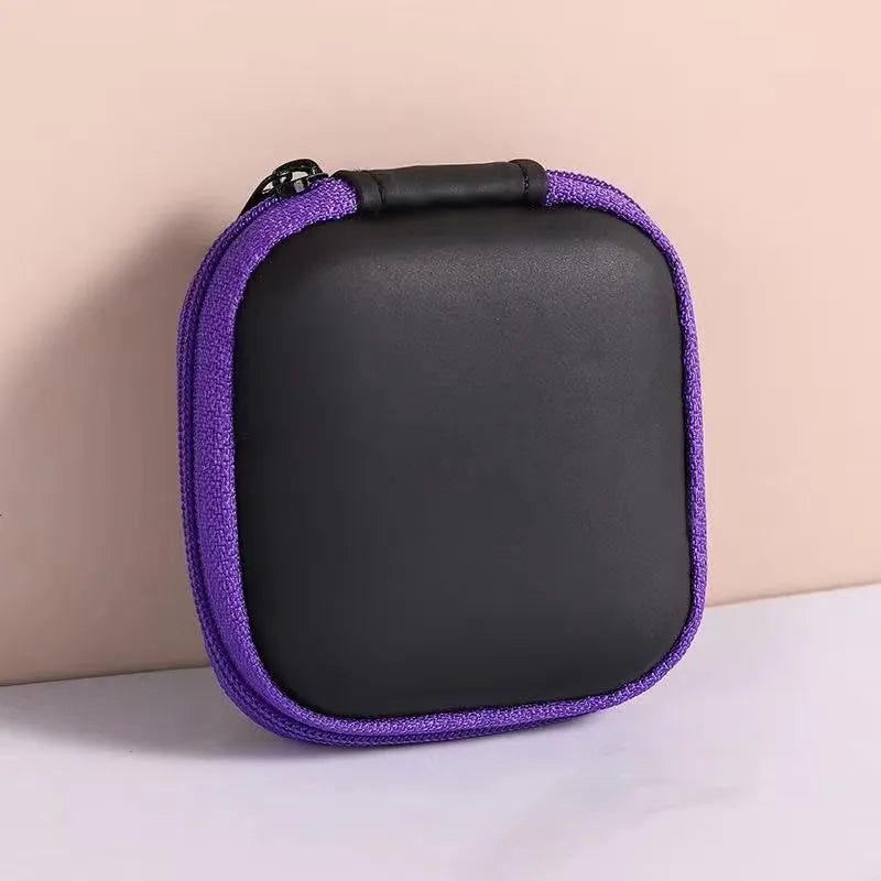1/2/3pcs Mini Portable Earphone Bag Coin Purse Headphone USB Cable Case Carrying Pouch Bag Earphone Accessory Square Storage Box Oasis Select 1pcs Purple