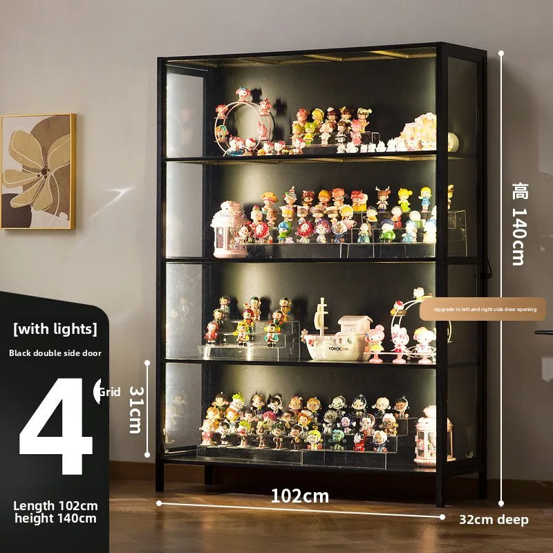 Luxury Glass Door Solid Wood Figure Blind Box Model Dust-proof