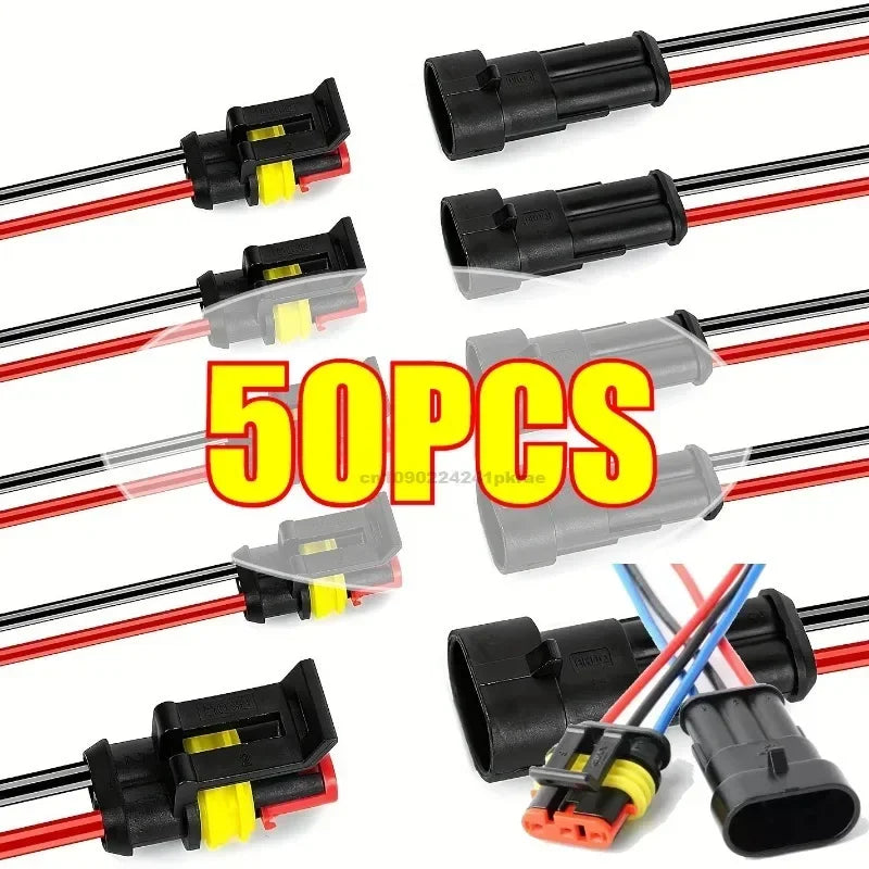 Waterproof 2 Pin Wire Connectors - 20 AWG Automotive Connector Kit for Car, Truck, Motorcycle, and Marine Boat Oasis Select