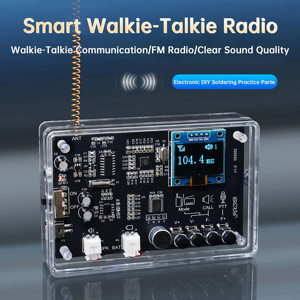 Walkie-Talkie Radio Electronics DIY Kit Wireless Intercom FM Radio Circuit Board Welding Practice BK4802P RF+RDA5807 Dual Chip Oasis Select