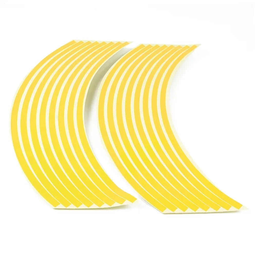 1/2/3set Motorcycle Wheel Sticker 18 Reflective Rim Stripe Tape Car Bicycle Wheel Decoration Universal Sticker For Motorcycle Oasis Select Yellow-1 set