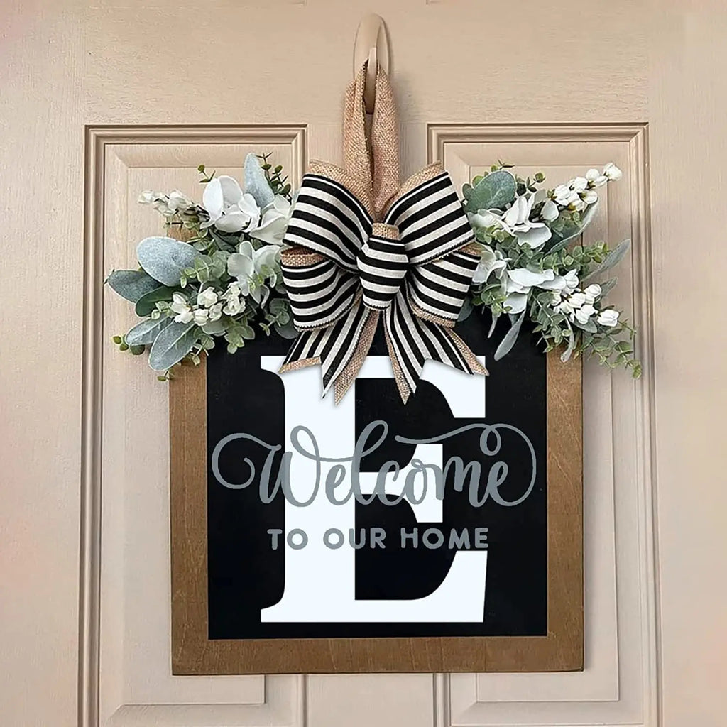 26-letter Personalized Front Door Decoration Door Hangings Layout Props Wooden Crafts Pendants Oasis Select E Round(30X30CM)