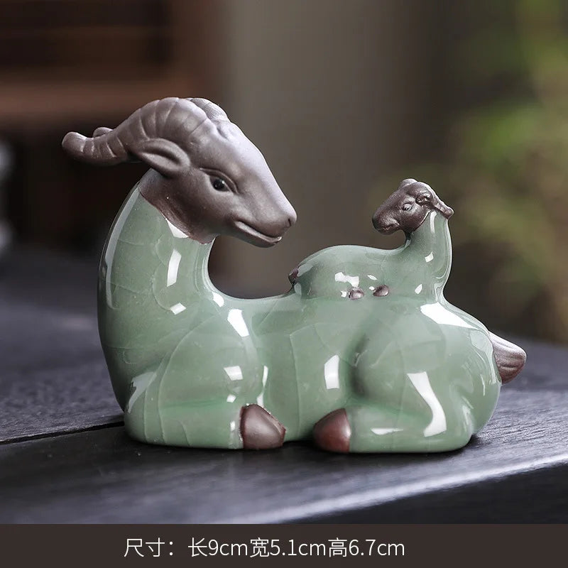 Purple Clay Tea Pet Sheep Figurine Ceramic Personalized Creative Wealth-Attracting Desktop Tea Pet Twelve Zodiac tea pet Oasis Select Style 2