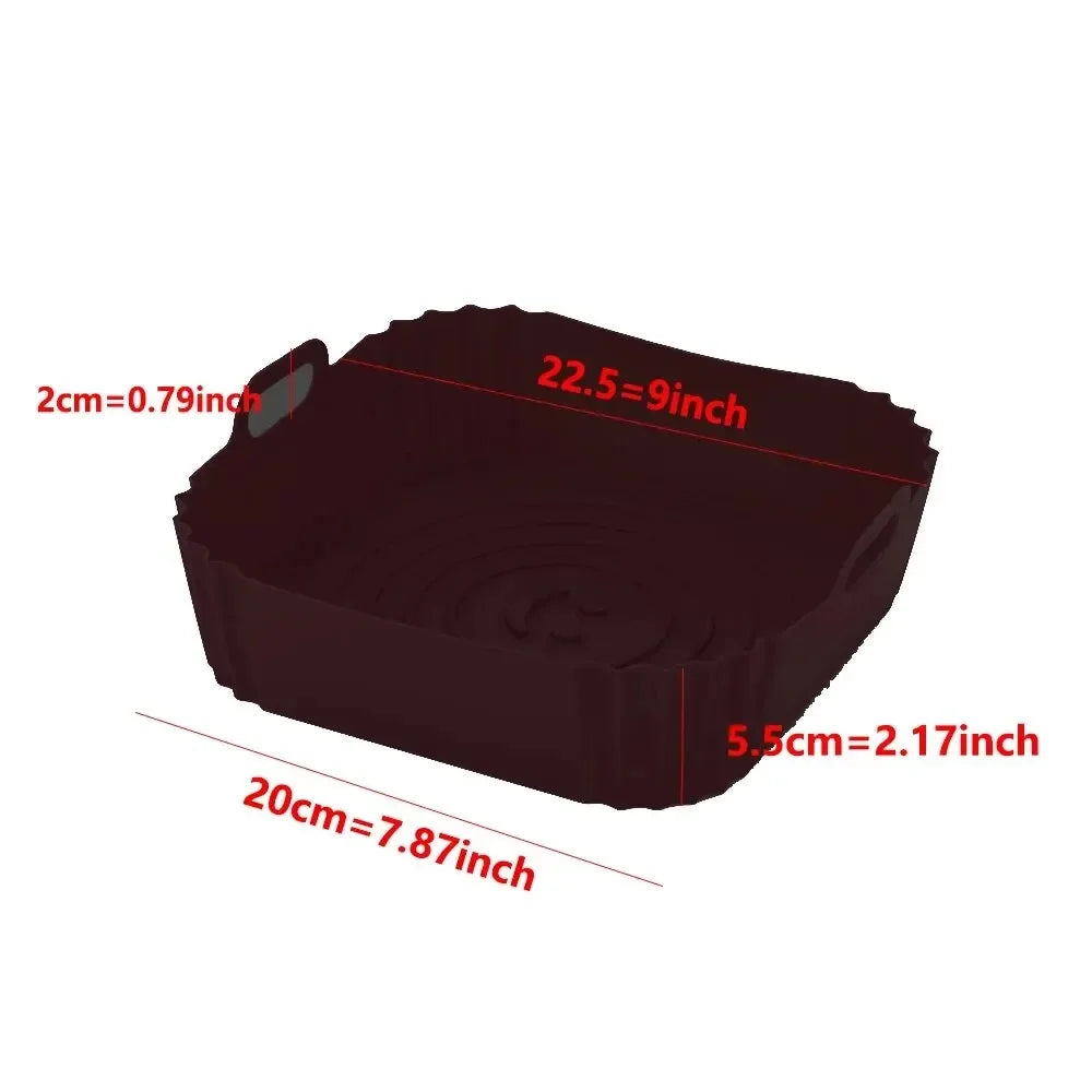 Reusable Airfryer Pan Liner Accessories Silicone Air Fryers Oven Baking Tray Pizza Fried Chicken Airfryer Silicone Basket Oasis Select 1pc black
