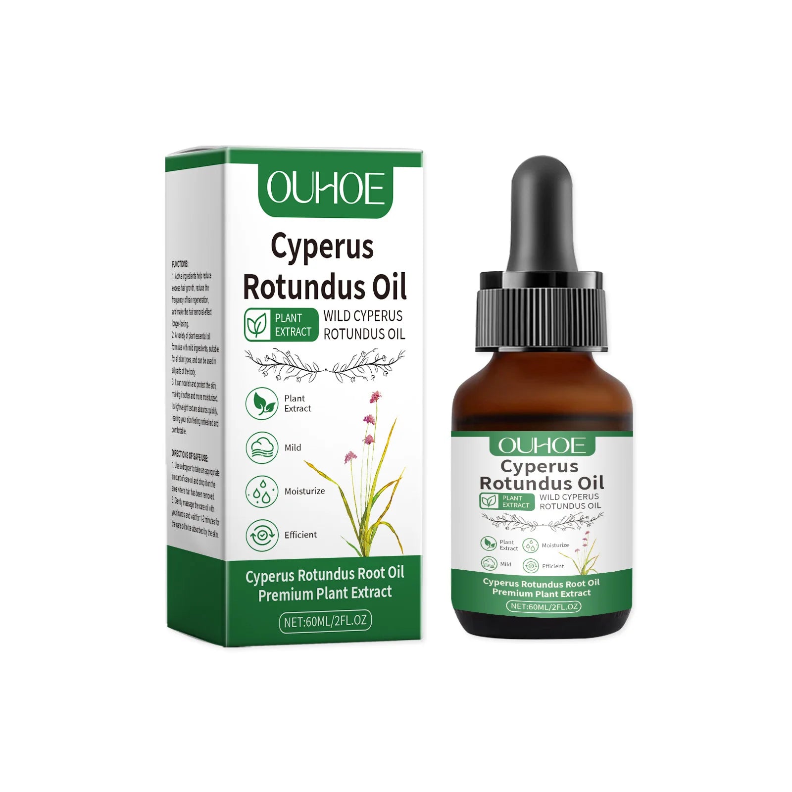 Natural Cyperus Rotundus Oil Hair Removal Inhibitor Smoothing Moisturizing After Shave Soothing Nourish Calming Body Skin Care Oasis Select 60ml boxed