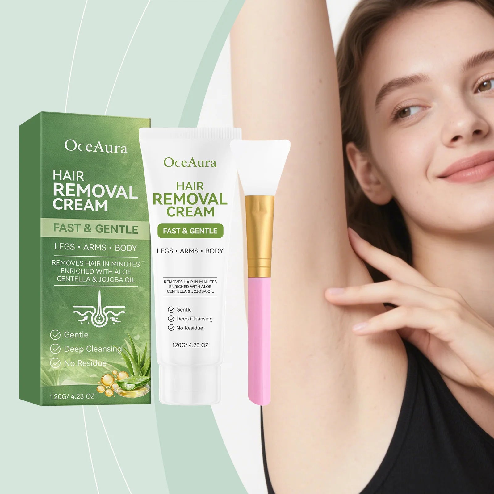 OceAura Painless Hair Removal Cream – Legs, Arms & Underarms Hair Removal Cream Oasis Select