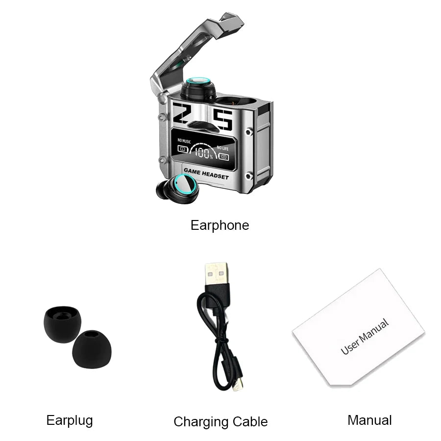 Wireless Headset Noise Reduction HQ High Quality TWS Earphone M25 In-ear Type-C LED Display Recharge Earphone Headphone With Mic Oasis Select C