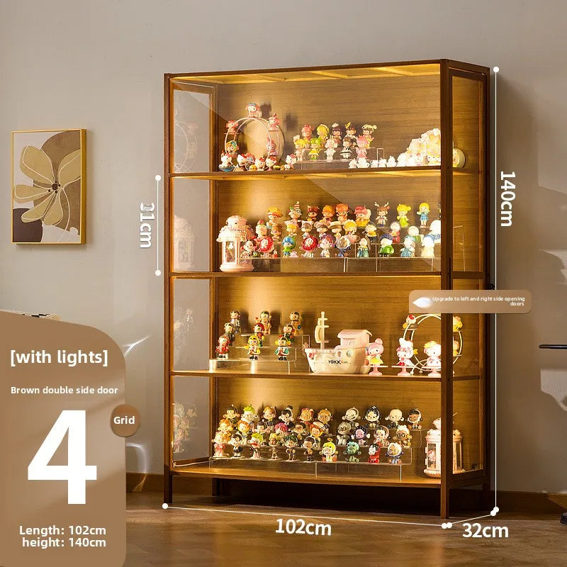 Luxury Glass Door Solid Wood Figure Blind Box Model Dust-proof