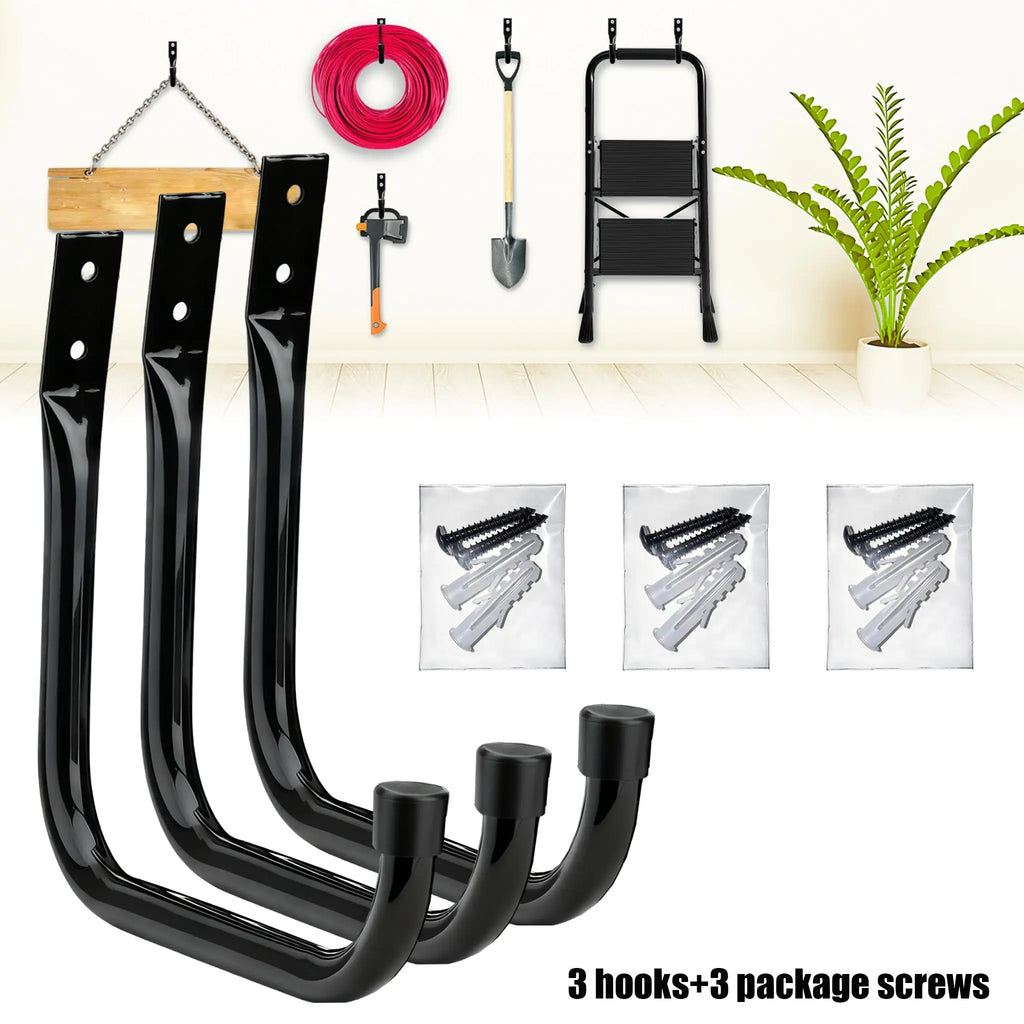 6 Pack Heavy Duty Stainless Steel Wall Hooks, Rustproof J-Shaped Hooks for Garage Workshop, Space Saving for Cords Tools Coats Oasis Select