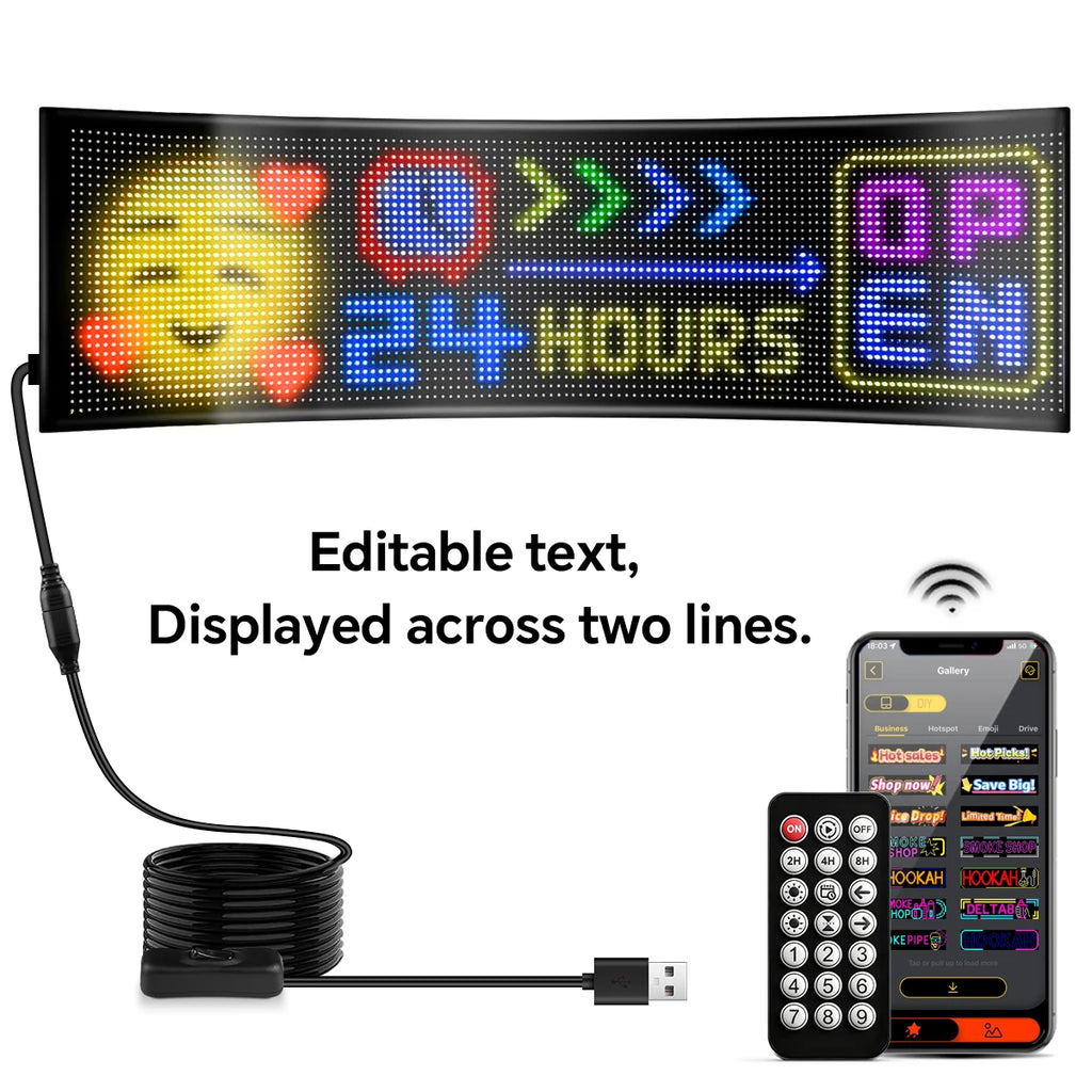USB 5V Double Row Flexible Display Screen Programmable Matrix Pixel Panel For Board Windshield with Remote Car Devil Eye Light Oasis Select