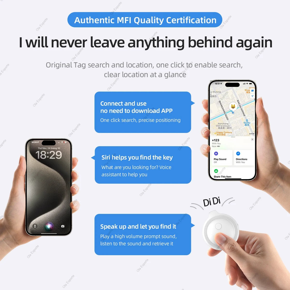 Smart Bluetooth Tracker – iOS Find My Key, Pet & Luggage Tag