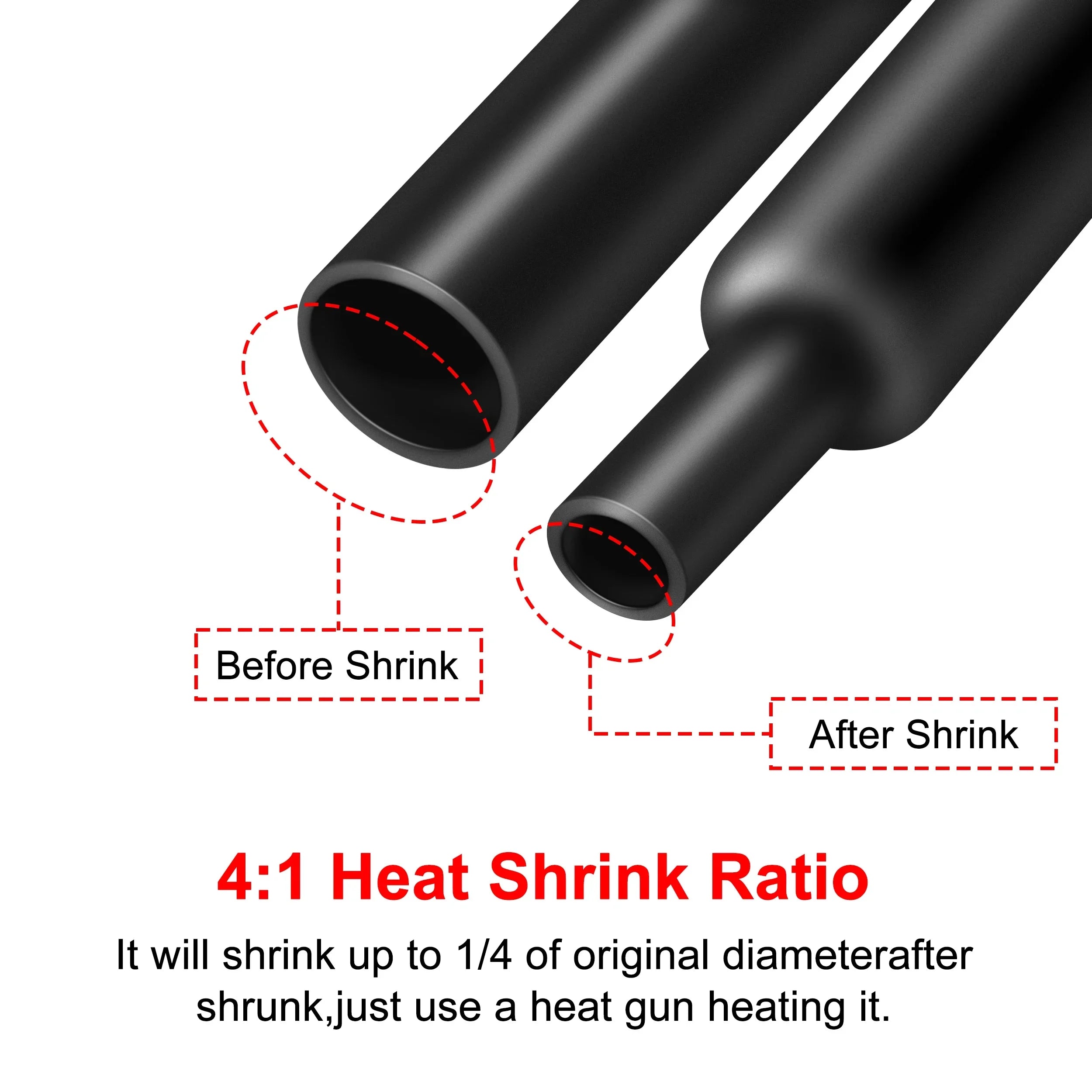 Dual Wall Thermoretractile Heat Shrink Tube with Glue Electrical Insulation Tubing 4/6/8/12/16/20mm for Cable Protection Oasis Select