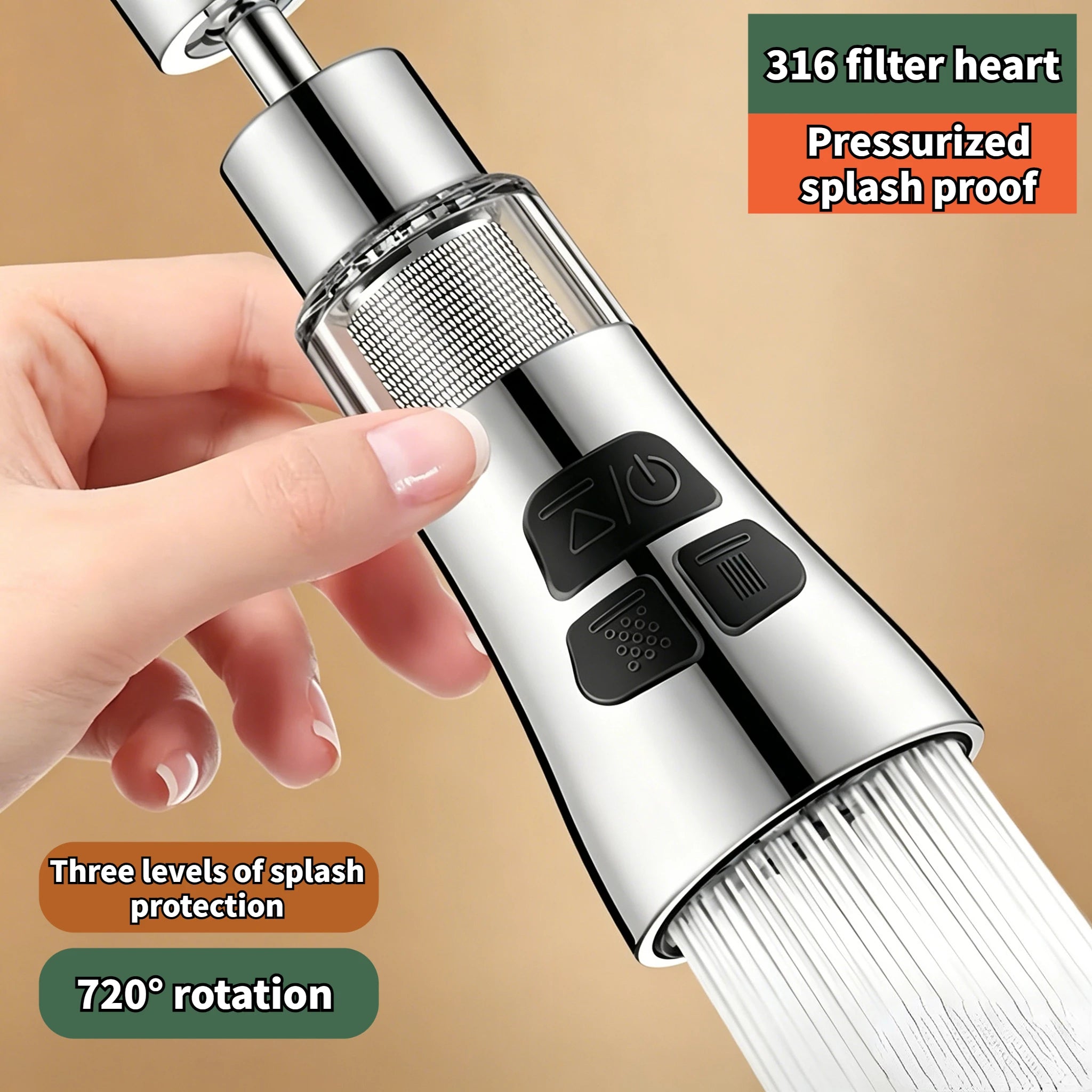 Kitchen Faucet Extender With Filter Function Universal 720° Rotate Aerator Splash Filter Washbasin Faucet Bubbler Nozzle Aerator Oasis Select