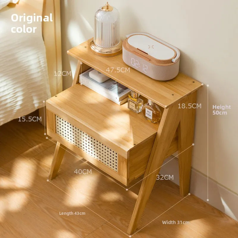 Bedroom bedside table drawer storage cabinet household living room snack locker storage box simple bedside locker Oasis Select primary color