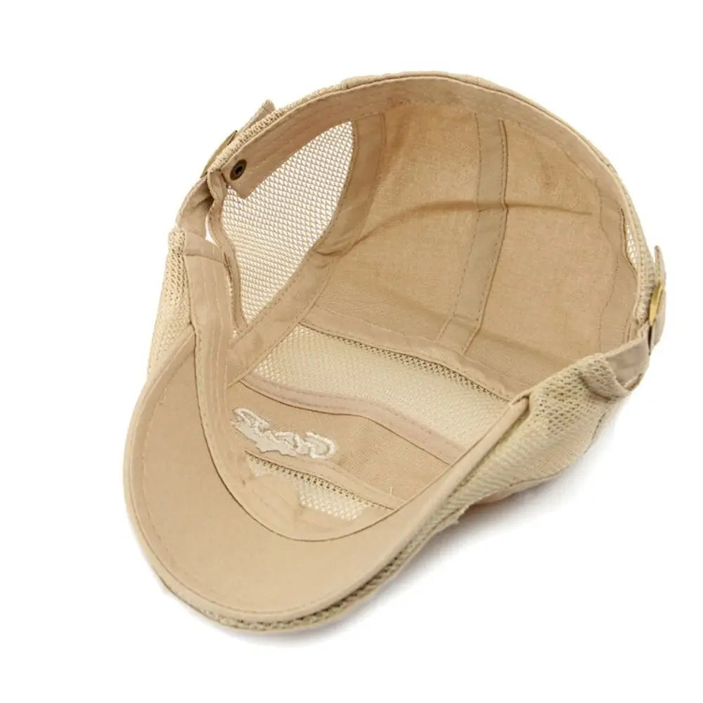 New Vintage Mesh Beret Breathable Casual Visor Hat Cotton Letter Print Sun Hat Outdoor Sun Protection Oasis Select