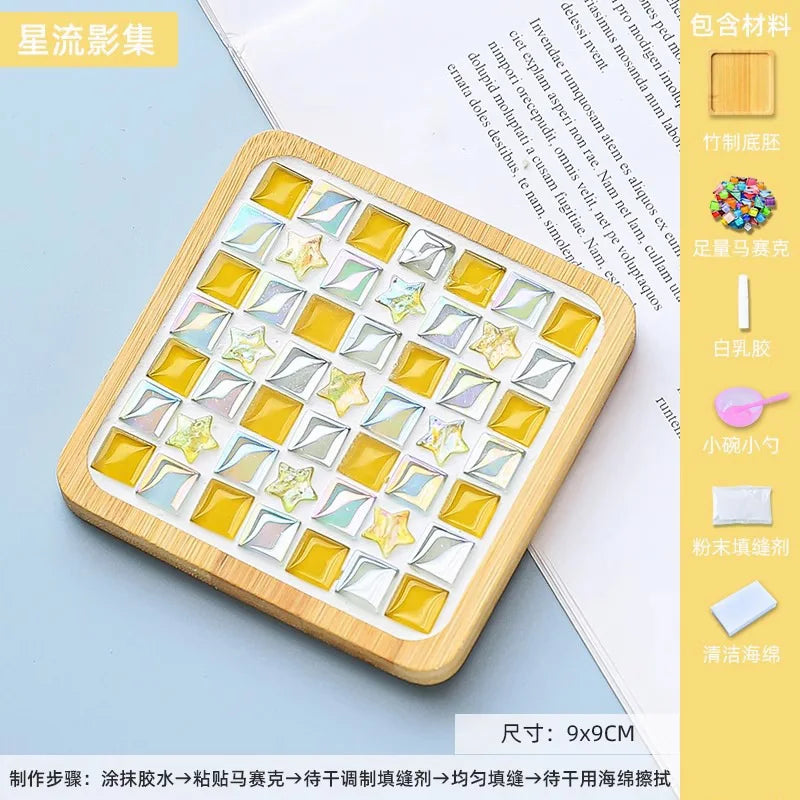 Mosaic Coasters DIY Creative Children's Handmade Material Pack Event New Year's Easter Handmade Diy Gifts Oasis Select Square S 9 9cm