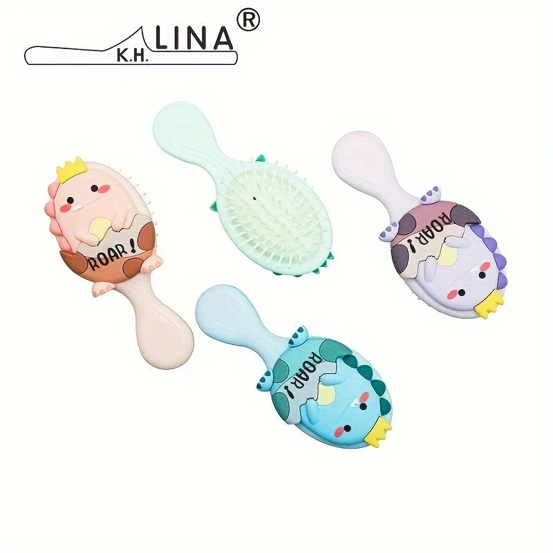Cute Dinosaur Design Mini Detangling Brush - Air Cushion Scalp Massager for Smooth Hair Oasis Select