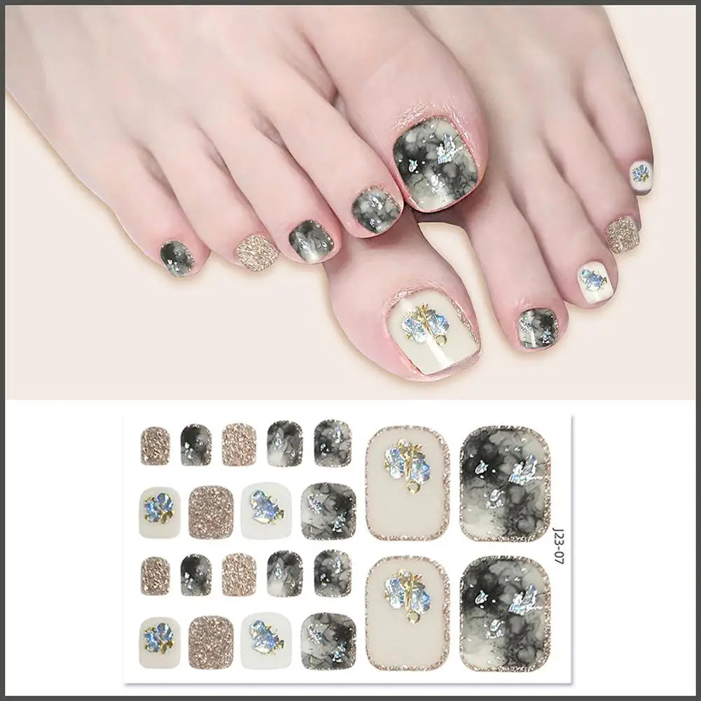 22-Piece Glitter Toe Nail Stickers – French Nail Wraps DIY Nail Art Stickers Oasis Select 06