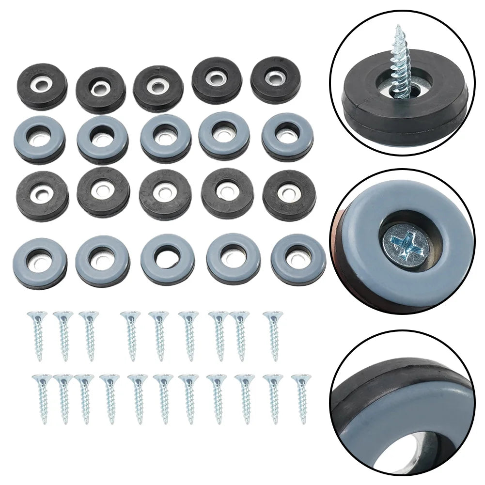 20pcs Furnitures Glides With Screws PTFE For Sofa Bed Table Couch Dining Chairs Heavy Duty Furnitures Feet Sliders Oasis Select