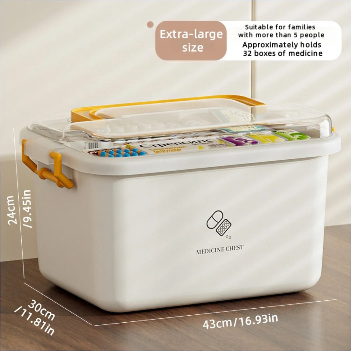 Large Portable Medicine Organizer Box Multifunctional First Aid Storage with Dividers for Pills/Drugs Household Medical Kit Oasis Select Extra Large Yellow