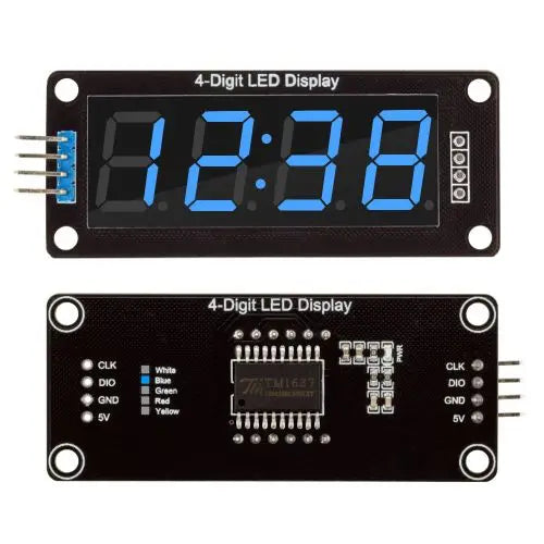 TM1637 0.36" 4 Bit LED Digital Tube Display 7 Segments Red Green Blue Yellow White LED Module Board with Pin for Arduino Oasis Select Blue light