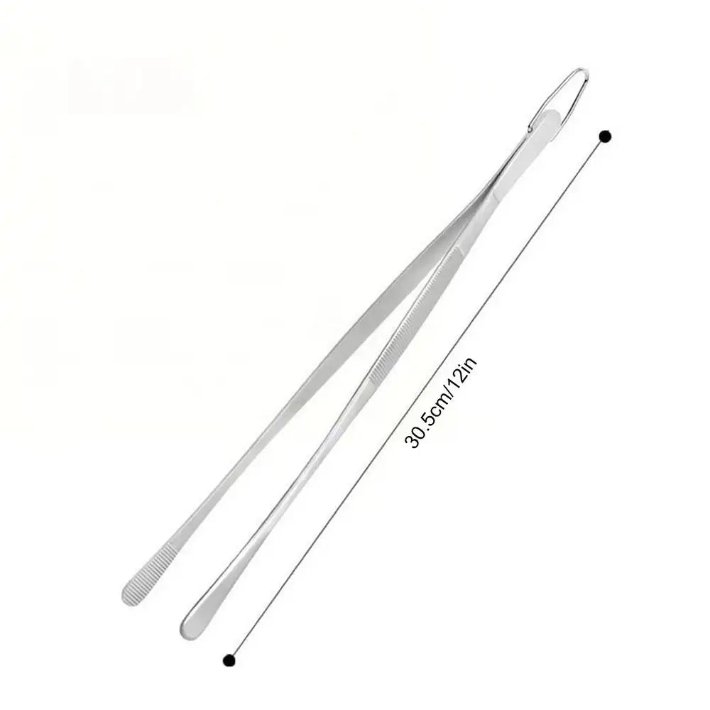 Long Cooking Tongs Stainless Steel Kitchen Tongs Non-Slip Heat Resistant BBQ Grill Tongs for Steak Seafood Buffet Salad Cooking Oasis Select round mouth