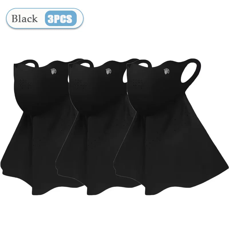 1-10PCS Women‘s Summer Outdoor Sun Face Mask Neck Cover Cooling Breathable UV Protection for Hiking Cycling Ideal Gift Oasis Select Black-3PCS