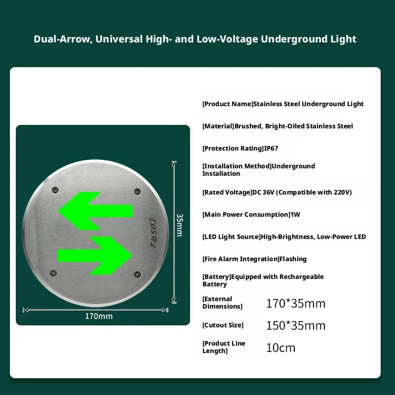 LED Buried Evacuation Indicator Light DC36V/AC220V IP67 | SHINEKNOT