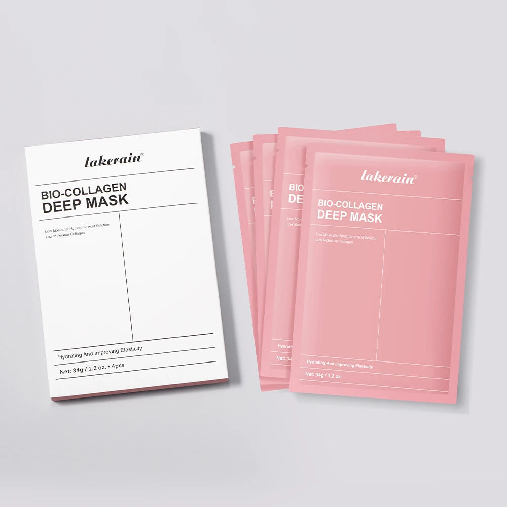 Bio-Collagen Real Deep Mask Supplement Collagen Hydrating Overnight Hydrogel Mask Elasticity Improvement Pore Minimizing Firming Oasis Select 4pcs