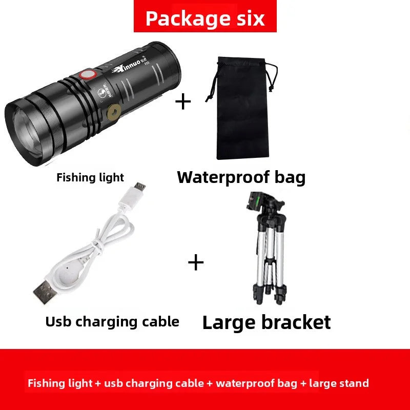 SHINEKNOT 800LM Zoomable Night Fishing Flashlight | USB Rechargeable