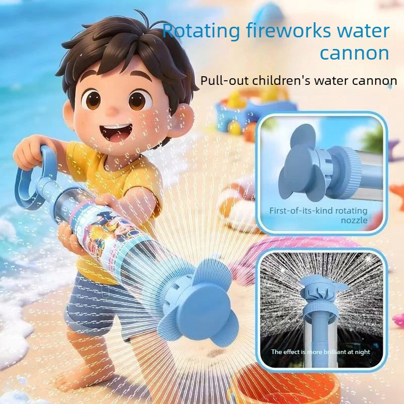 Large Capacity Double Nozzle Water Spray Toy for Kids Water Fight Splash Blaster Pull String Outdoor Summer Beach Play Oasis Select