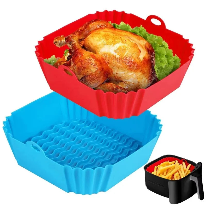 1PC Hot Sale Air Fryer Silicone Baking Tray High Temperature Resistant Foldable Easy Clean Round Silicone Baking Mat Oasis Select