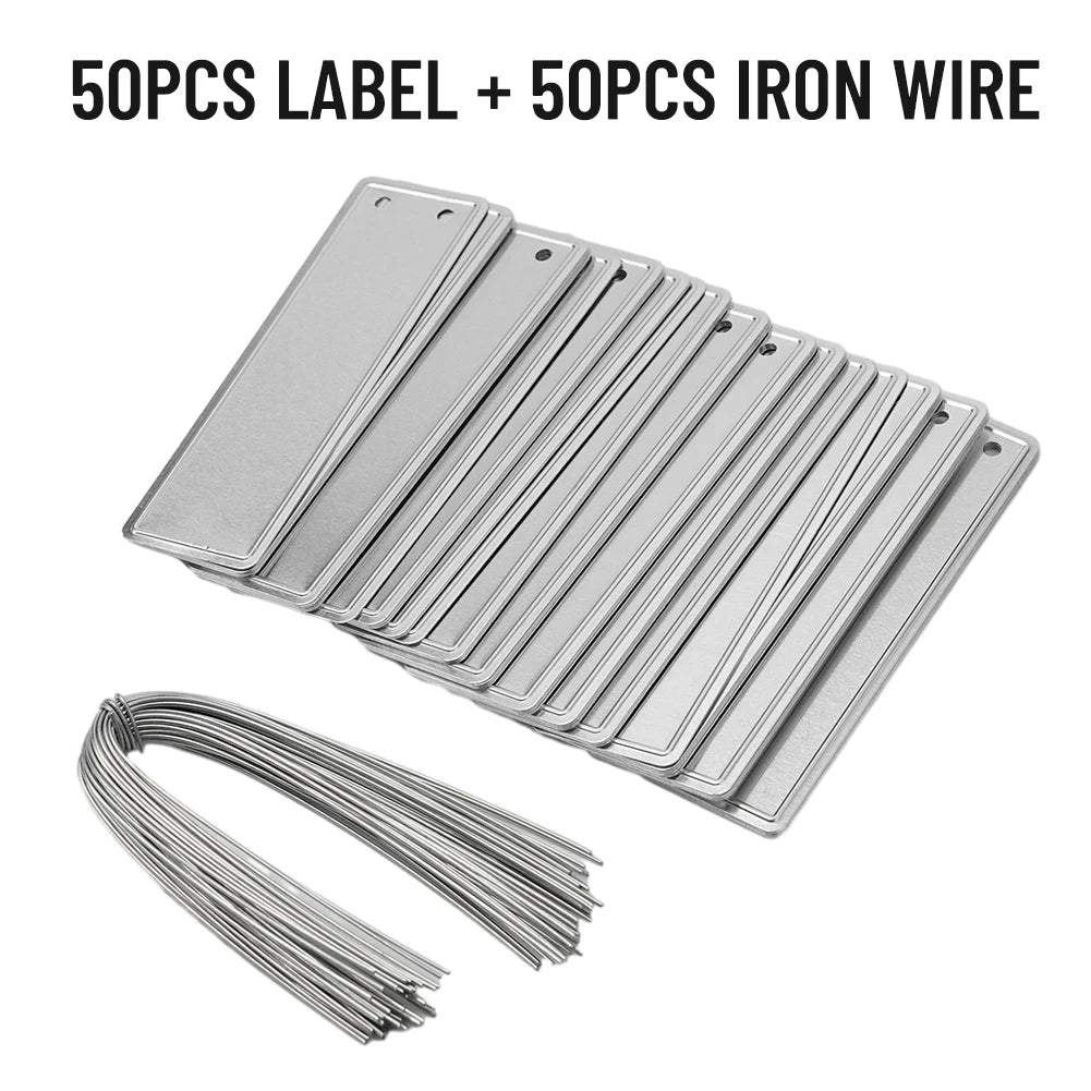 50pcs Aluminum Plant Labels Double Sided Metal Labels Tree ID Tag Waterproof Iron Wire Nursery Garden Labels Bonsai Sign Tag Oasis Select Default Title