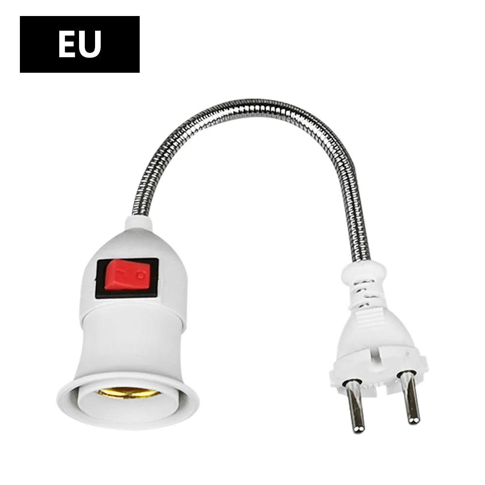 EU/UK/US Plug E27 Lamp Base Wall Flexible Holder Light Socket Converter Bases On/Off Book Light Adapter Plug Switch Oasis Select EU Plug