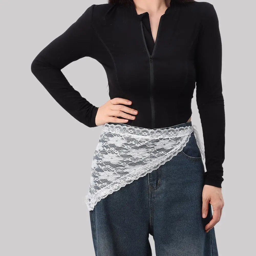 Fashion Lace-up Lace Mini Skirt Pretty Slim Fit Hip Curtain Harajuku Y2K Fart Curtain for Women Oasis Select
