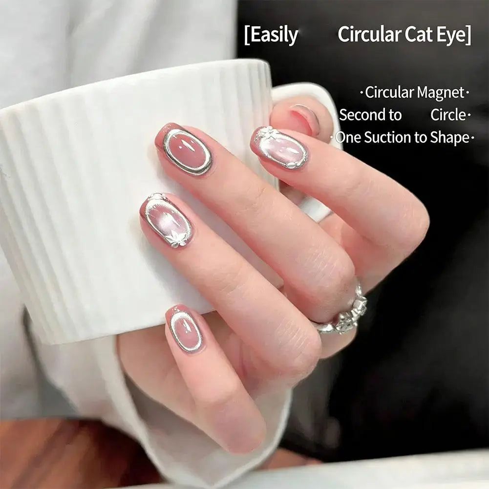 Nail Art Magnetic Ring DIY Cat's Eye Magnet Tool French Magnet Nail Polish Magnetic Guide Cat Eye Magnet Manicure Tool Oasis Select