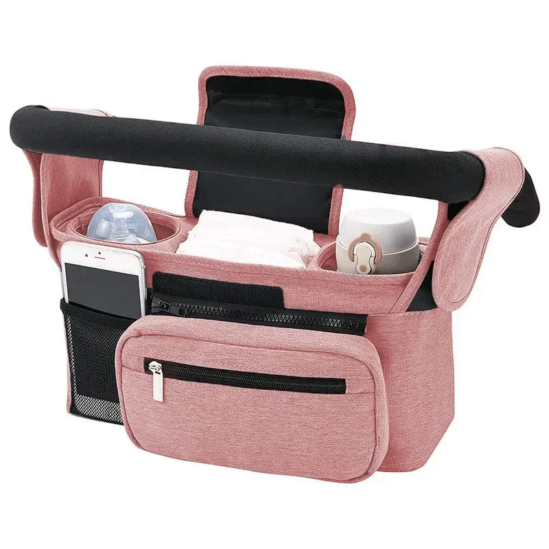 Baby Stroller Storage Large Capacity Travel Hanging Bag Mummy Bag Phone Bottle Holder Pram Diaper Bags Baby Stroller Accessories Oasis Select Pink