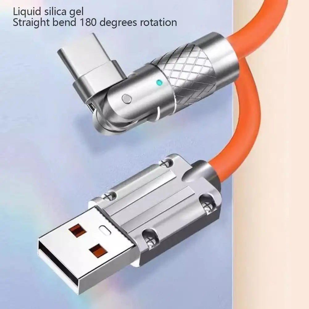120W 6A USB-C Fast Charging Cable | 180° Rotating Silicone