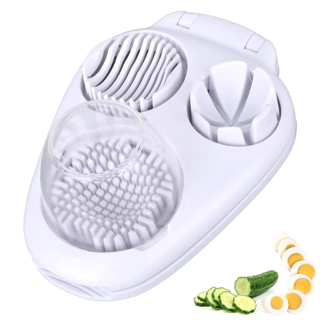 3in1 Creative Egg Slicer Hard Boiled Eggs Slicers Kitchen Food Slicers Fruit Vegetable Manual Slicers Household Kitchen Supplies Oasis Select White