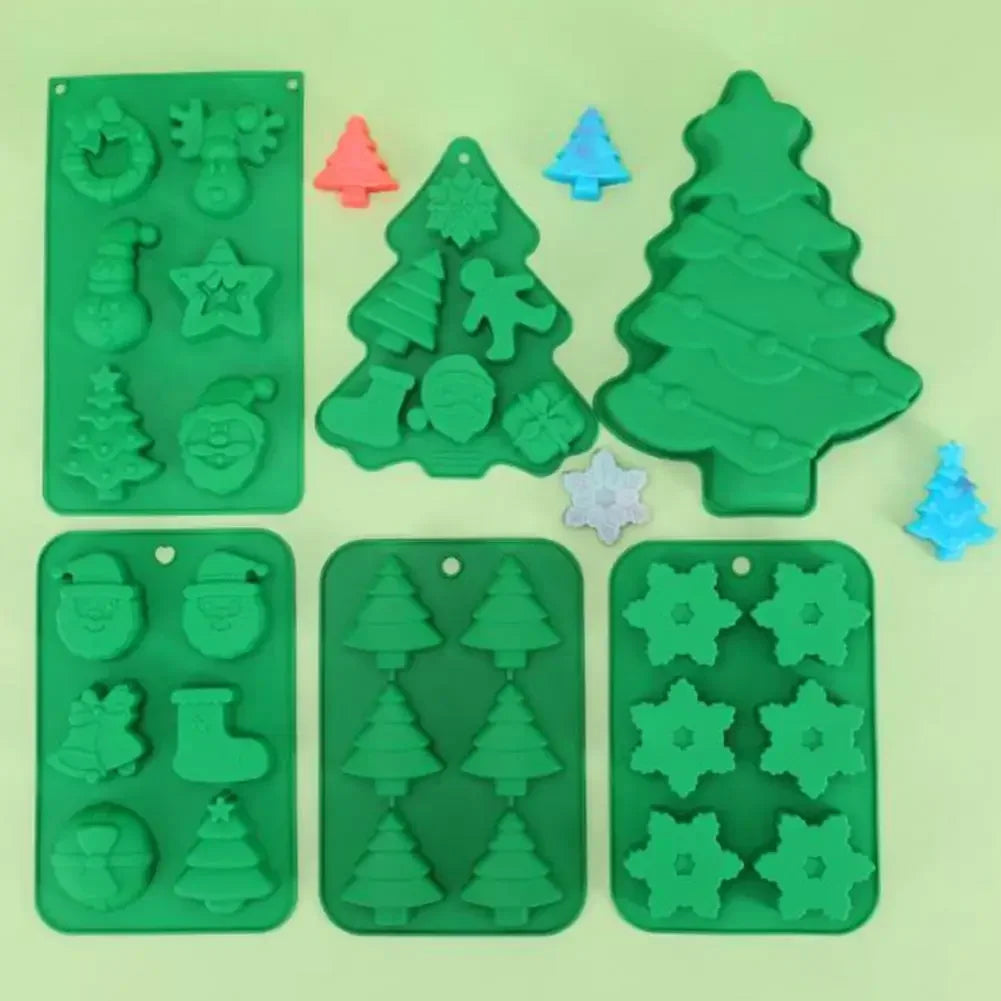 Tree Santa Claus Shape Silicone Mold Cake Decoration Fondant Cookies Tool Gumpaste Candy Chocolate Mold for Baking Oasis Select