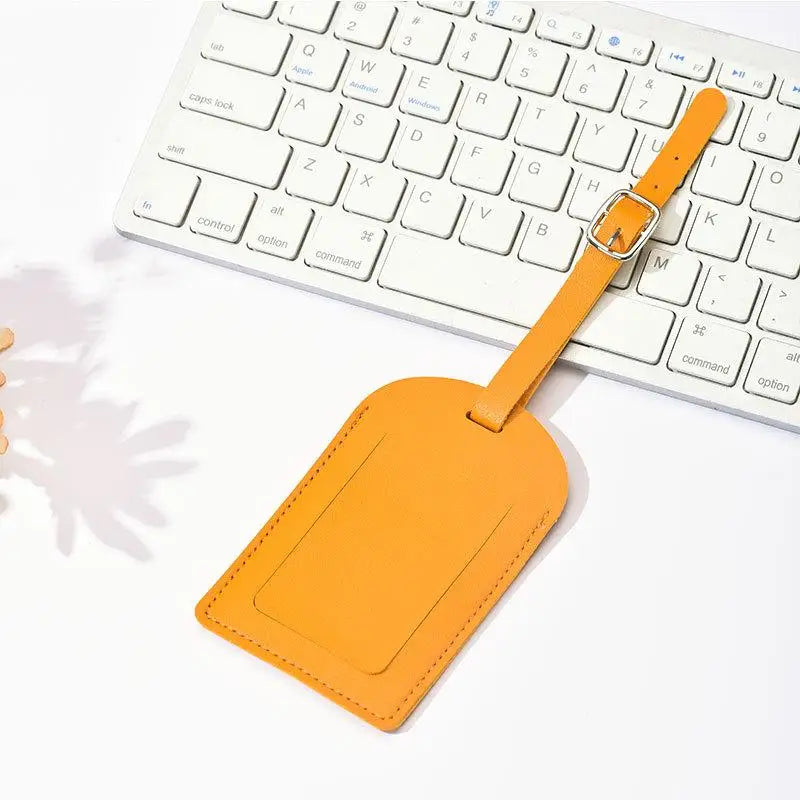 PU Leather Luggage Tag – Name ID Address Holder for Travel
