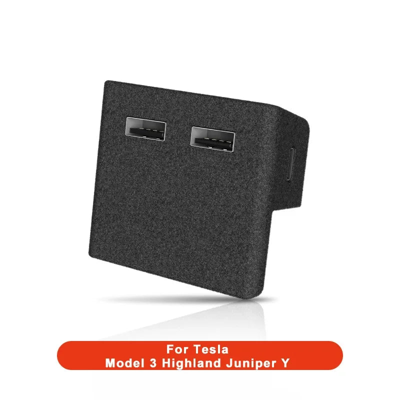 For Tesla Model 3 Y Highland Juniper 2021-2025 Glove Box Docking Station High Speed 4 USB Shunt Hub Flocking Adapter Powered Oasis Select for Model 3 Y