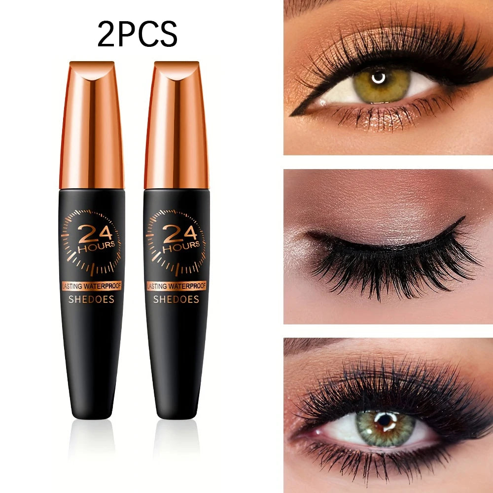 Waterproof Slim Black Mascara – Smudge-Proof Natural Lashes Waterproof Mascara Oasis Select 2PCS