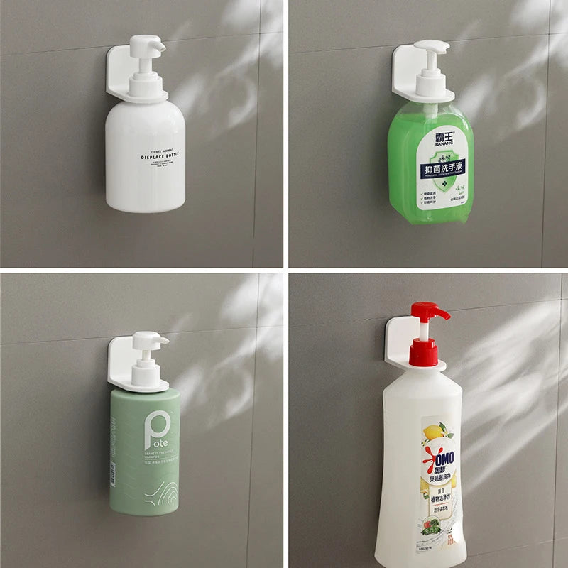 1pcs Adjustable Dispenser Bottle Holder Wall Mounted Adhesive Shampoo Lotion Hand Soap Bottle Hanger Bathroom Storage Rack Oasis Select