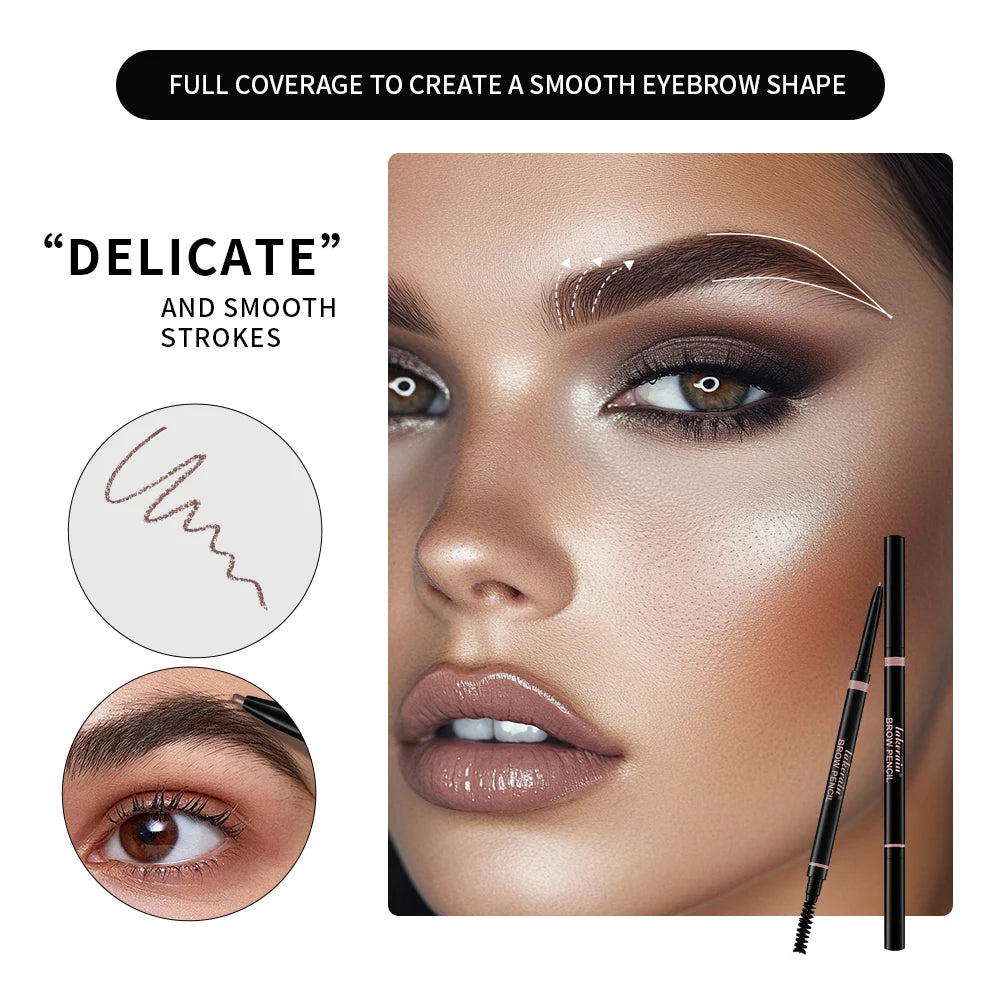 3Colors Double-headed Eyebrow Pencil Automatic Rotation Ultra-fine Eyebrow Pencil Waterproof Makeup Free Eye Cosmetics For Women Oasis Select