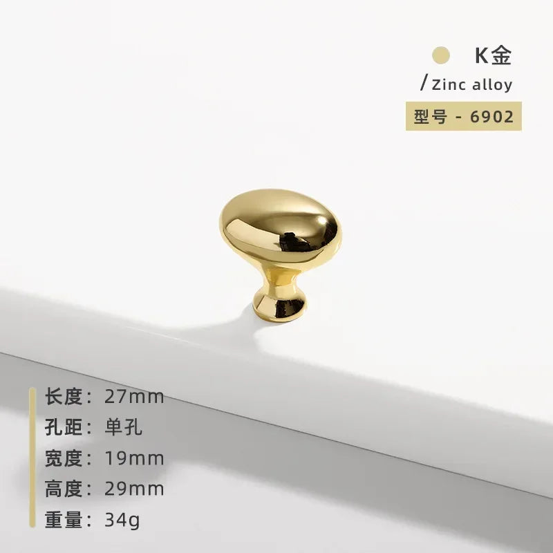 Minimalist Cabinet Door Knobs and Handles Pigeon Egg Oval Drawerknobs Wardrobe Handles for Furniture Oasis Select S-Gold 27MM