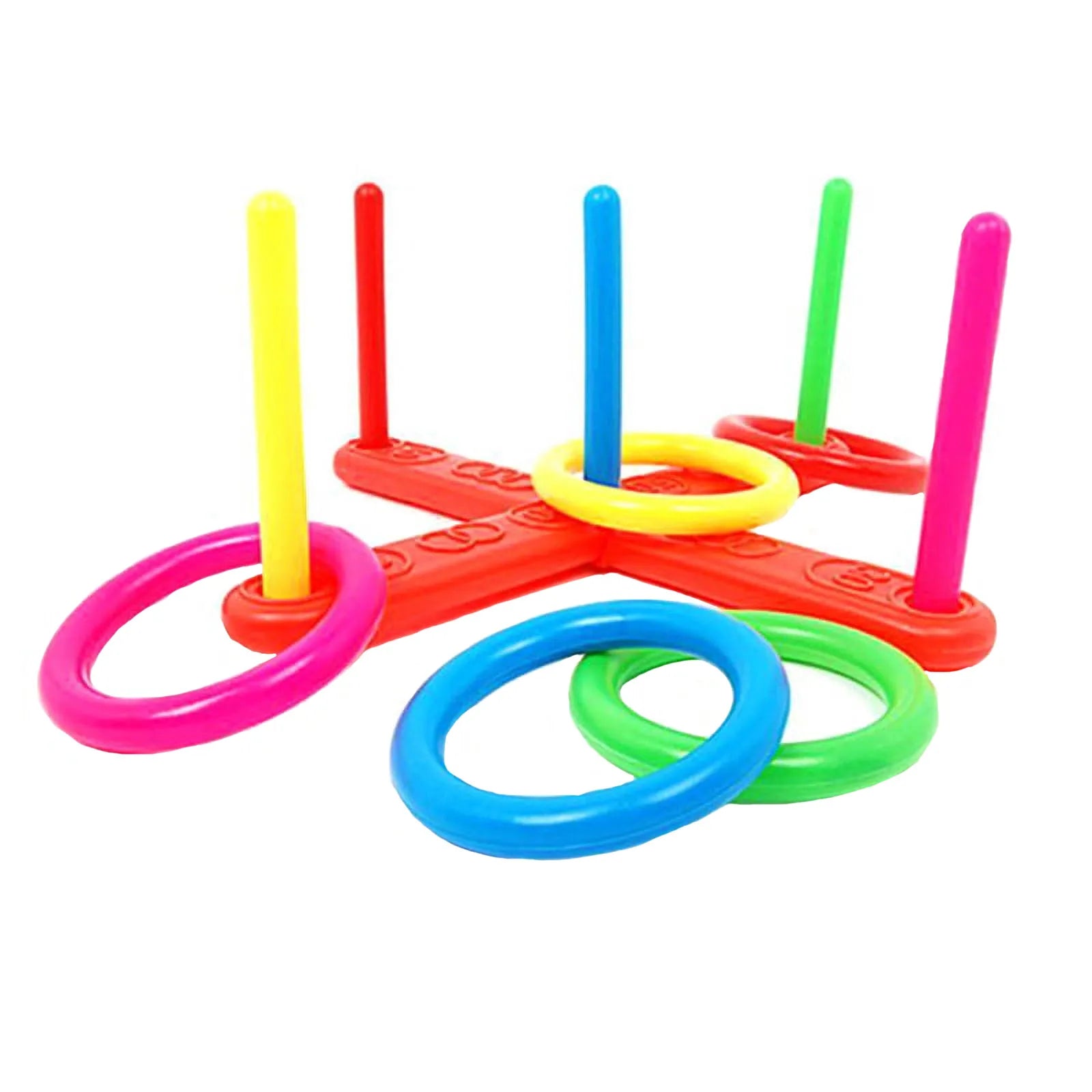 Kids Ring Toss Game – 5-Pole Cross Throwing Set Indoor Outdoor Ring Toss Game Oasis Select