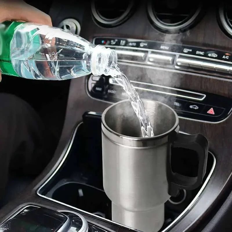 12V 500ML Car Electric Kettle Car Heating Cup Stainless Steel Thermos Heating Water Bottle Car Kettle Thermos for Water Tea Milk Oasis Select